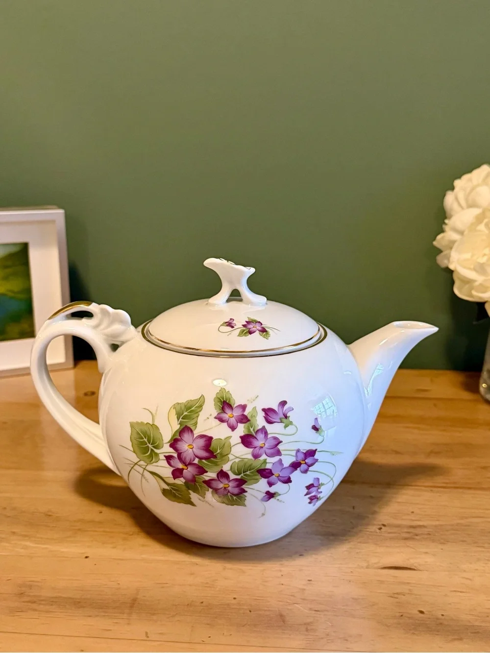Vintage Bohemia Czechoslovakia Violet Floral Tea Set | 10 Pieces